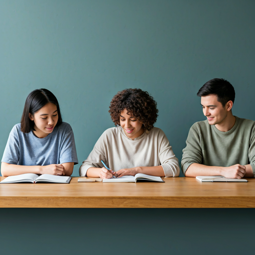 Group of diverse students studying together in a library